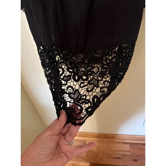 Whimsigoth Off-Shoulder Black Top Lace Trim Small Fairy Grunge Witchy - Picture 8 of 11